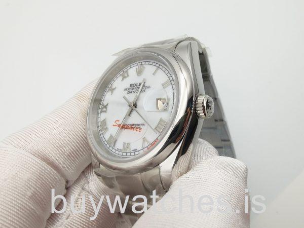 Rolex Datejust 16200 Zilveren wijzerplaat 36 mm stalen automatisch horloge