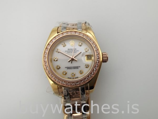 Rolex Datejust 80299 Dames 18k goud 29mm horloge met witte wijzerplaat