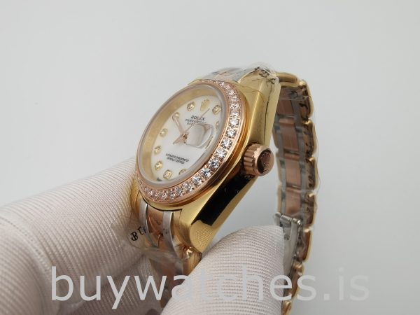 Rolex Datejust 80299 Dames 18k goud 29mm horloge met witte wijzerplaat